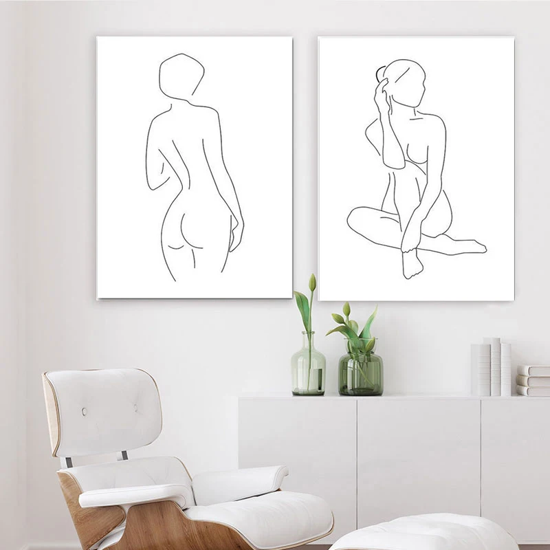 

Abstract minimalist canvas painting line painting sexy woman posters and prints wall art print canvas bedroom decoration gifts