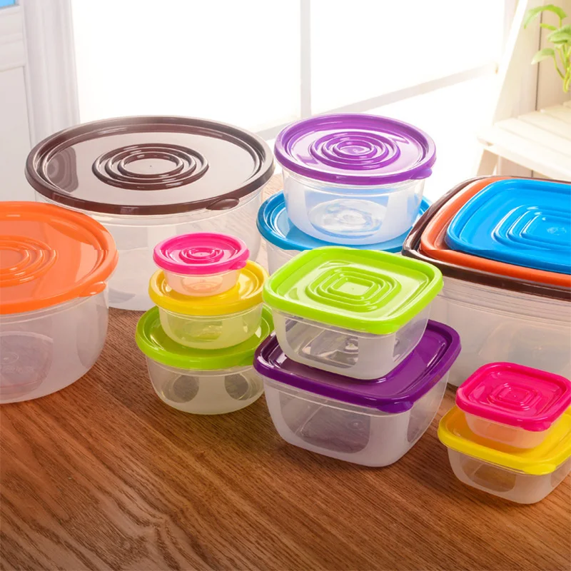 

5Pcs/set Food Container Plastic Bento Fresh-Keeping Box Multi Capacity Fridge Crisper Microwave Dinnerware Kitchen Storage Boxes
