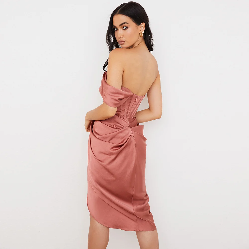 Townlike летнее платье средней длины на одно плечо женское пикантное вечернее с