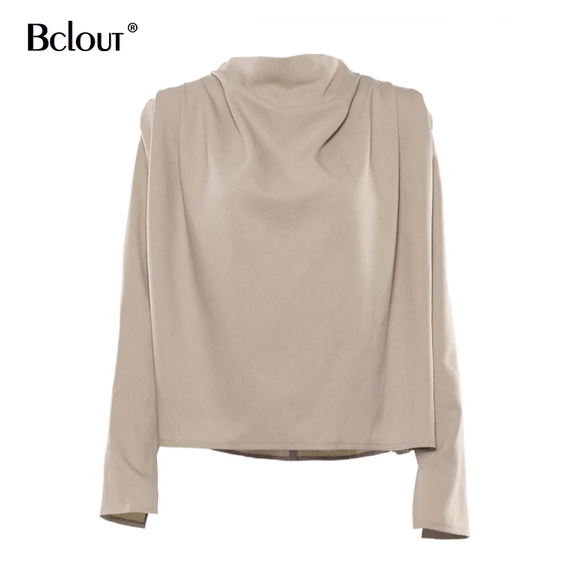 Женская блузка с драпированным воротником Bclout повседневная тканая рубашка цвета