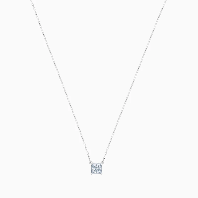 

Fashion SWA New ATTRACT White Gold Necklace Simple Style Square Decoration Crystal Pearl Female Jewelry Romantic Gift