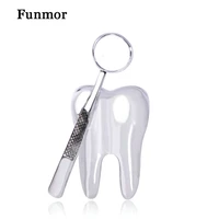 funmor casual mouth mirror tooth brooches enamel pins doctor coat blazer shirt decoration jewelry daily work accessories gifts