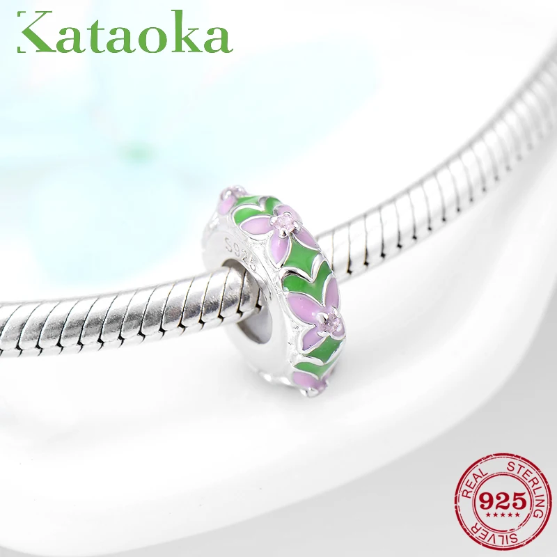 925 пробы серебряные подвески эмаль цветок лист объемная прокладка пробки бусины