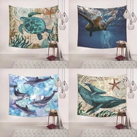 tapestry natural ocean animal printed wall mount tapesties home decoration turtle sea horse dolphin pattern wall hanging sheets