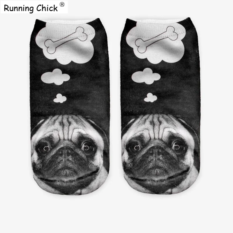 Черные носки с принтом бегущих цыплят голодных собак|socks black|socks printsocks sock |