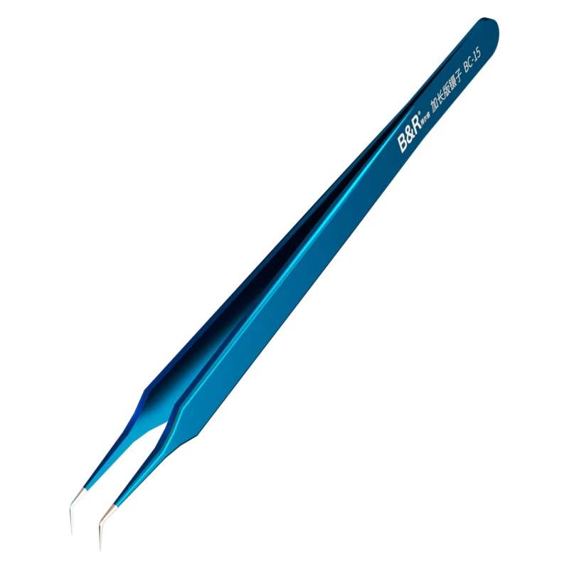 

B&R Ultra Sharp Thin Tweezers Flying Line Blue Stainless Steel Curve Hardened Industry Tweezers Mobile Phone Repair Hand Tools