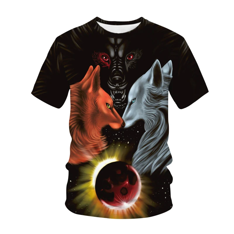 

New Couple Wolf 3D Printed T-shirts Men Short Sleeve Round Neck Casual T Shirts Fashion Funny Harajuku Hip Hop Oversize Top