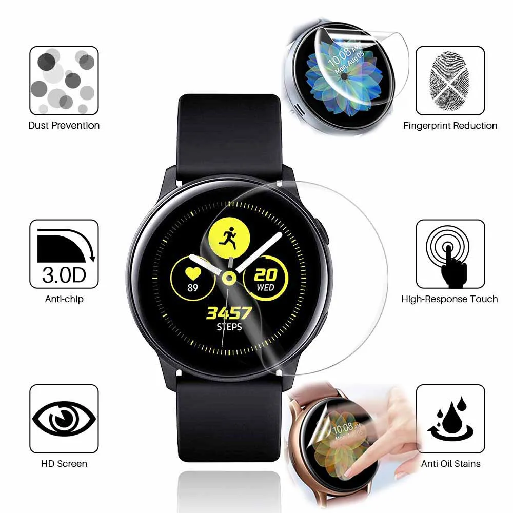 

3PC 5PC Full Clear TPU Protective HD Film for Samsung Galaxy Watch Active 1 2 44mm 40mm watch Screen Protector Soft Ultra-thin
