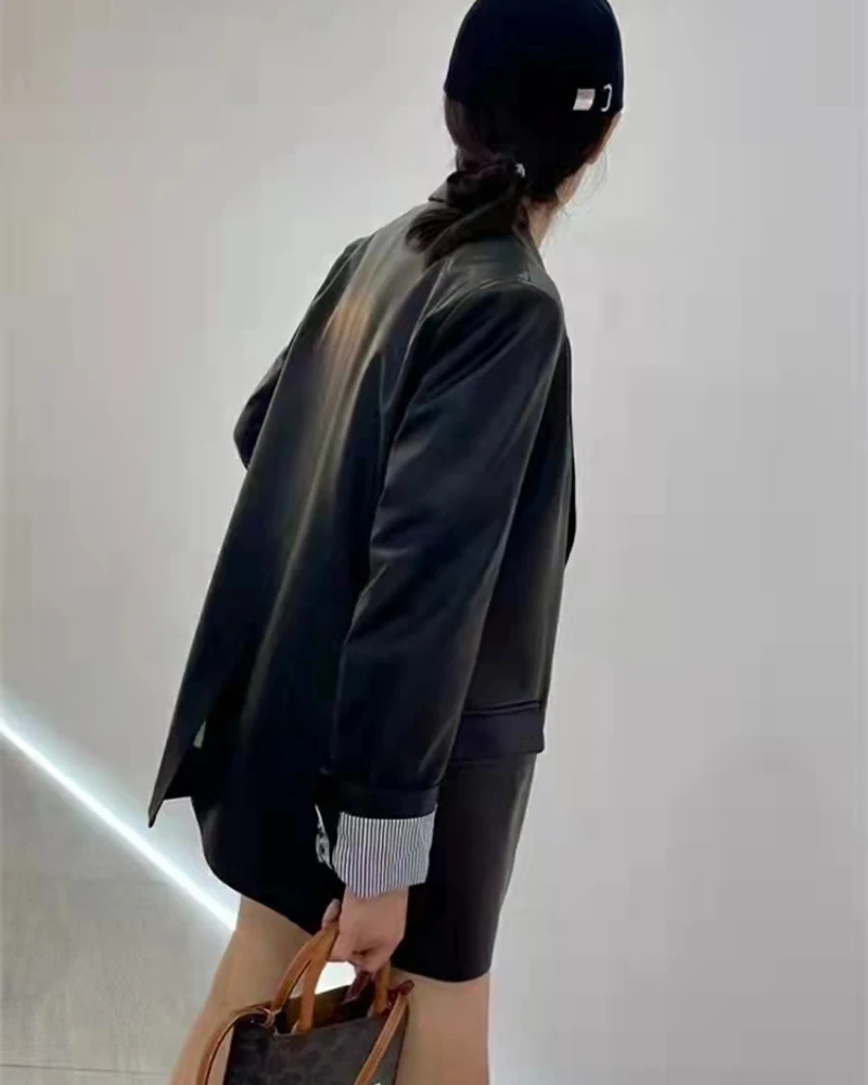 Женская куртка из натуральной овечьей кожи весеннее пальто стандартной длины