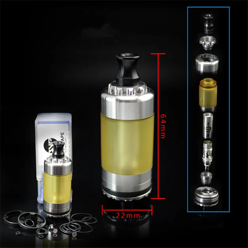 

New SXK WICKT RDTA atomizer 22mm single coil PEEK Insulators Regular and BF RDTA tank for 510T mods RDA RBA Tank vaporizer