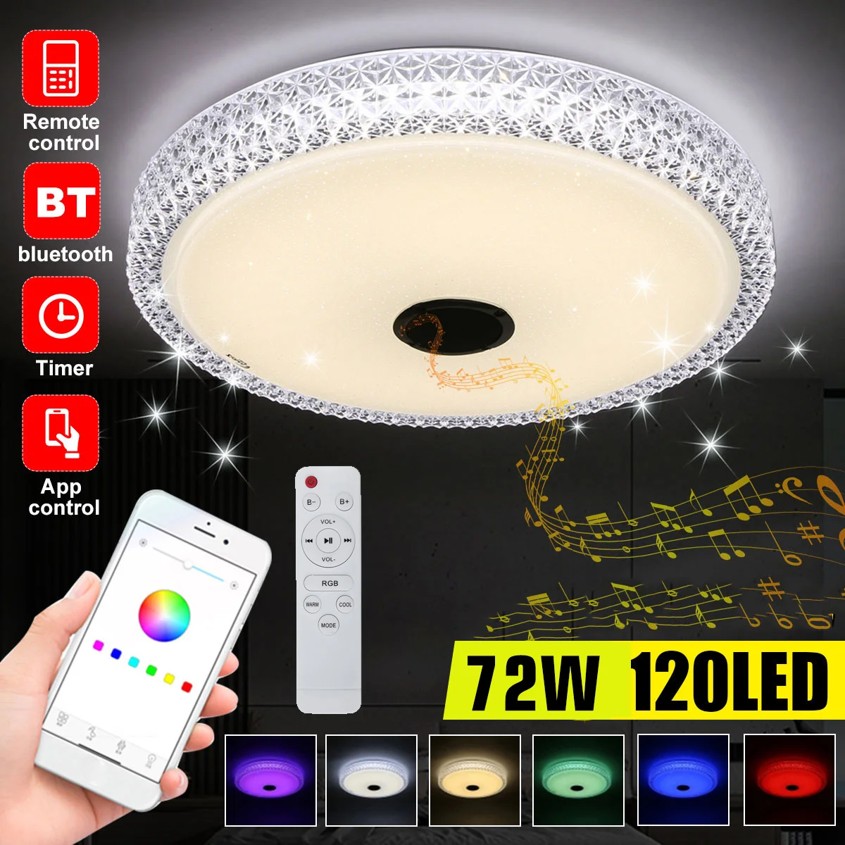 Современный потолочный светодиодный RGB светильник 80 цветов домашнее освещение