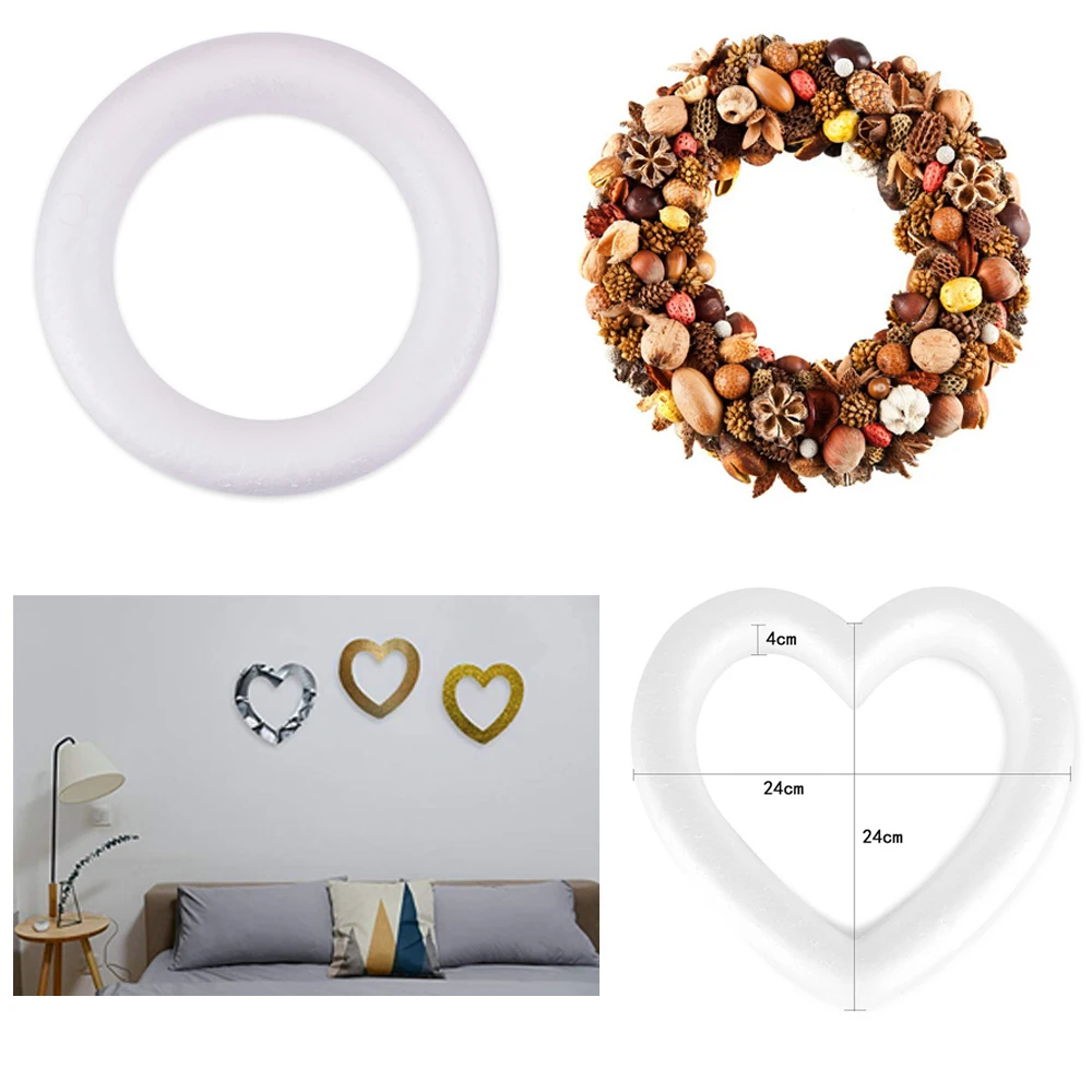 Новинка 2020 белый венок в форме сердца из пенополистирола для рукоделия