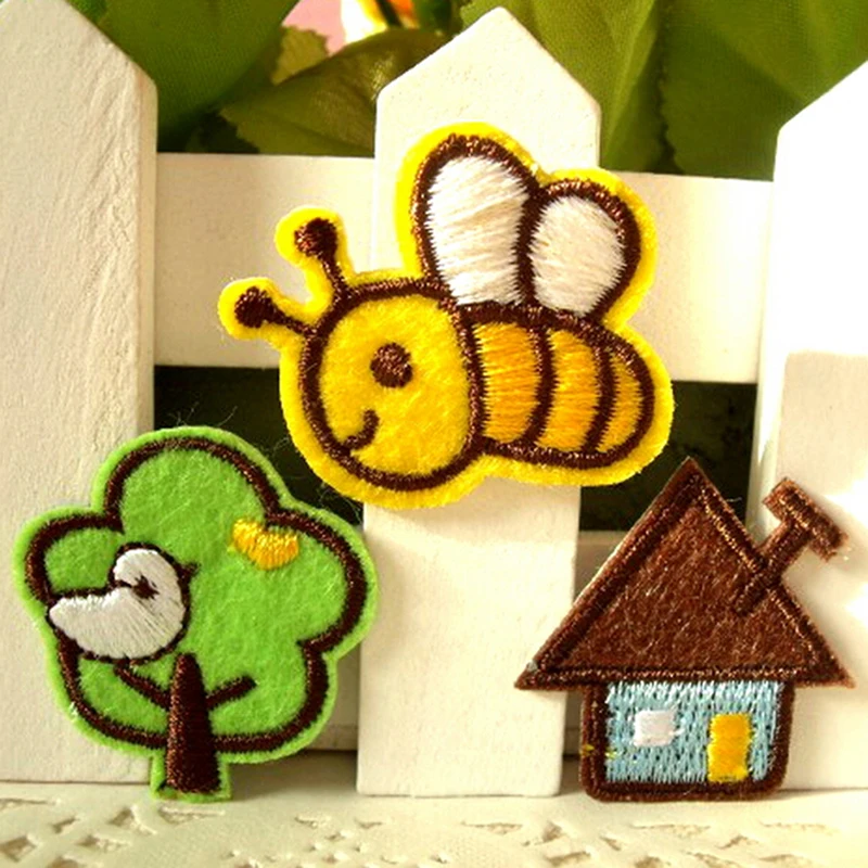 3 шт. милый дом с пчелиной елкой пришитый Железный значок на нашивке аппликация