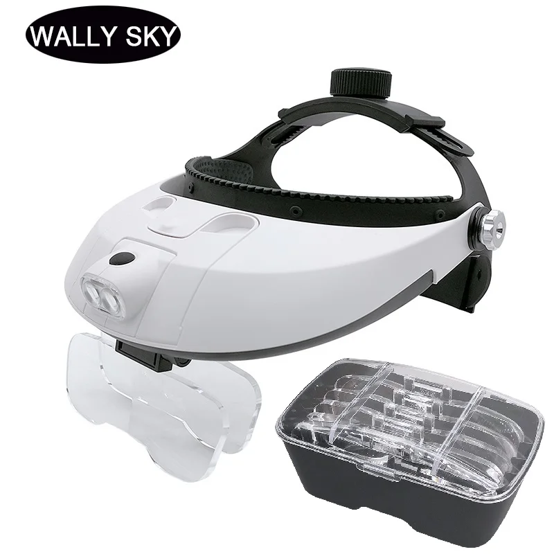 Головное ношение Magifier 2LED регулирование шлем увеличительные очки часы ремонт