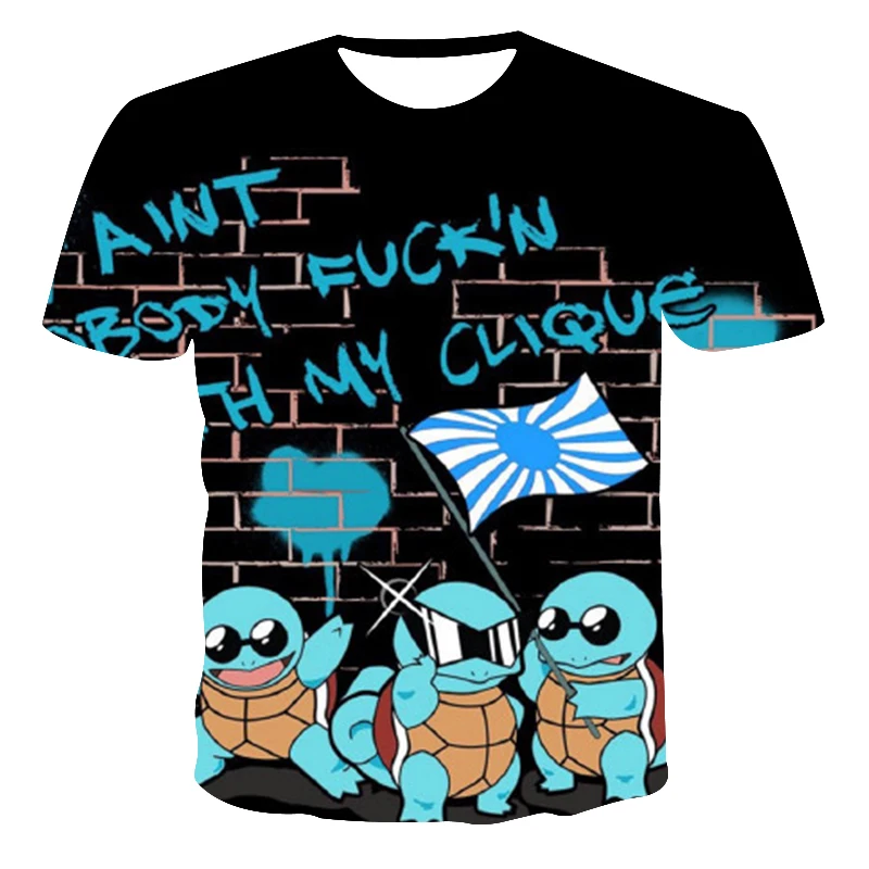 

3D Men's T-shirt Pokemon Cartoon Anime Printed Shirt O-Neck Casual Oversize 6XL Loose Short Sleeve Men's Shirt Couple Clothing