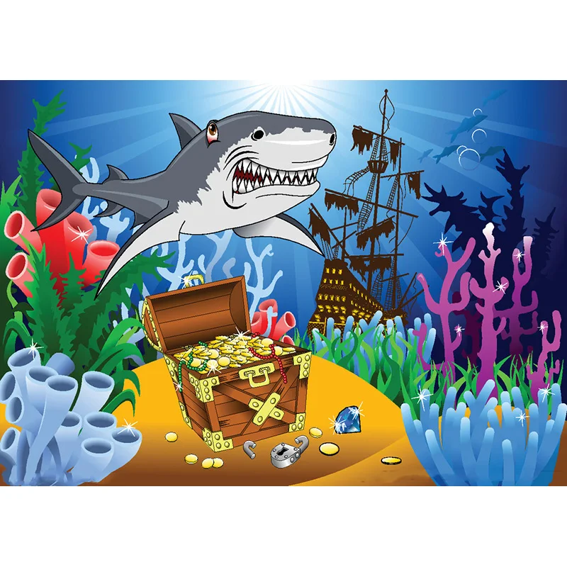 Фон для фотосъемки детей на день рождения с изображением океана и мира