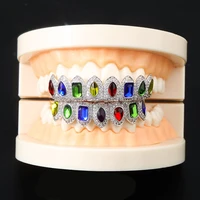 jinao new hip hop grillz set gold silver color jewelry cubic zirconia hip hop teeth grillz top bottom grills party gifts