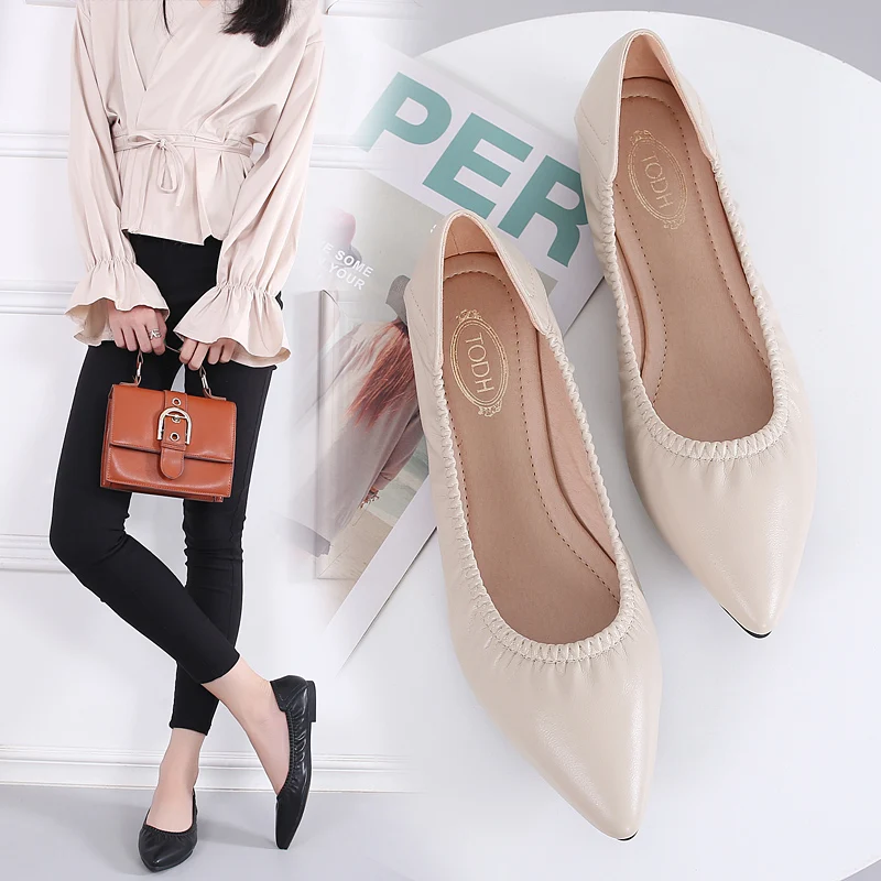 Туфли с острым носком новые женские туфли на плоской подошве Удобные в горошек