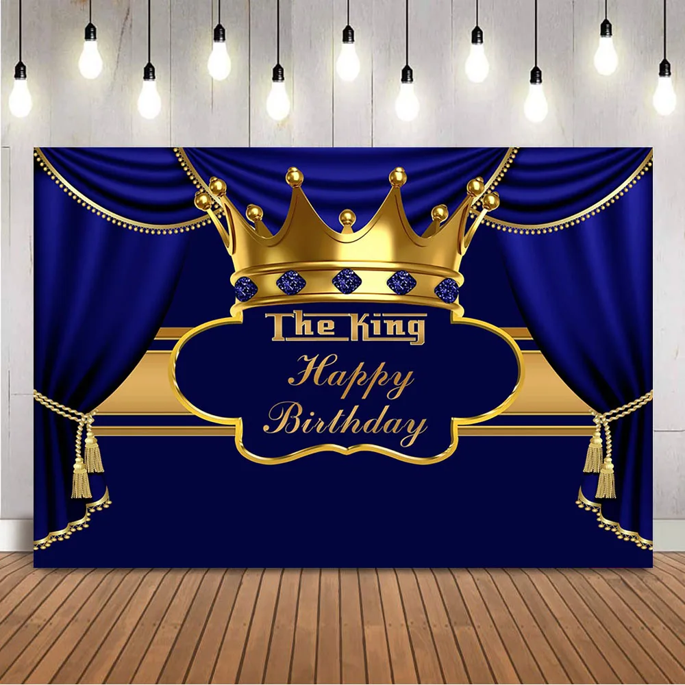 

Темно-синего цвета на день рождения фон для фотографии золотая корона с блестками принц фон для дня рождения Опора вечеринка для мальчика д...
