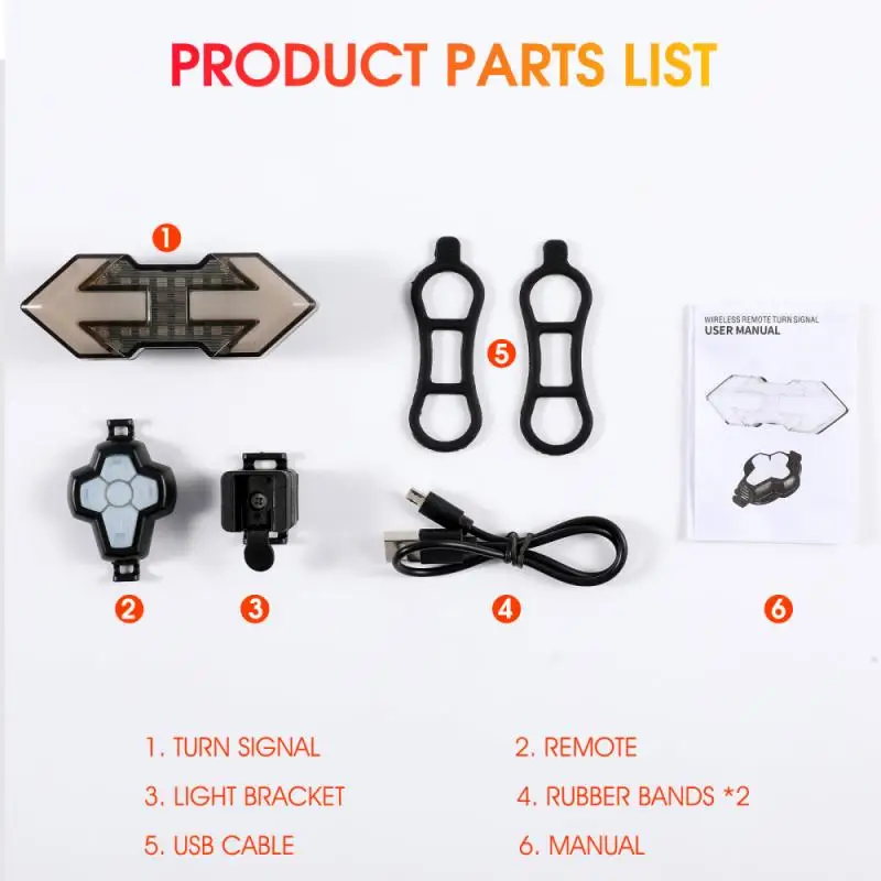 

WEST BIKING Remote Control Taillight Waterproof Bike Turn Signal Night Riding Warning Safety Light USB Charging Riding Equipment