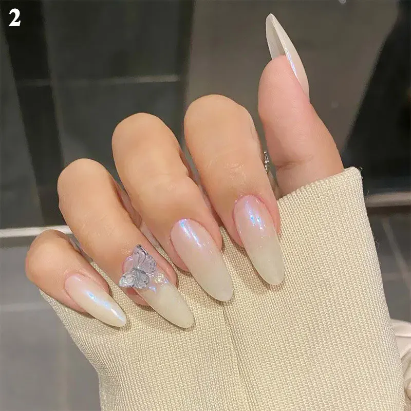 

Nails Extension Almond False Mermaid Pearl Acrylic Nail Ballerina Full Cover Nail French Style Acrylic Nail Decor Manicure Tools