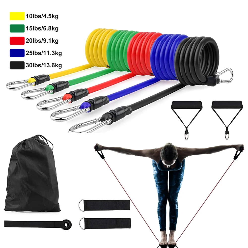 

17Pcs/Set Latex Resistance Bands Set Yoga Exercise Fitness Band Rubber Loop Tube Bands Gym Door Anchor Ankle Straps With Bag Kit