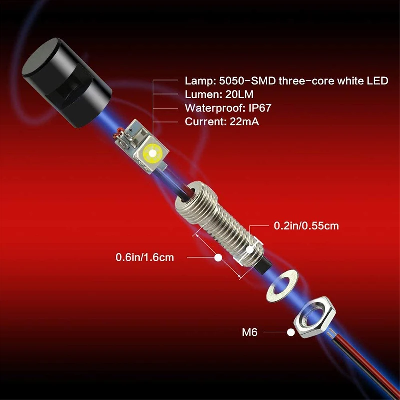 

YOLU 4Pcs 5630 Auto Screw Light License Plate Light 5630 1SMD Motorcycle led License Plate Light Eagle Eye Light