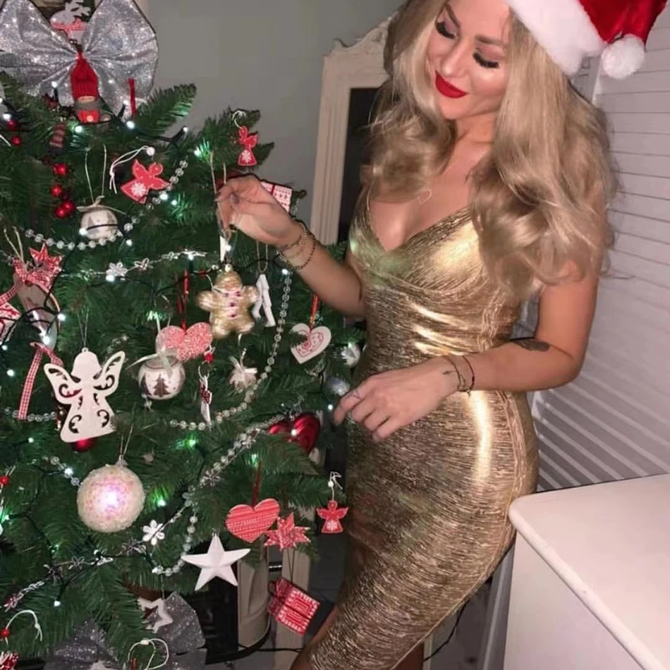 2021 новый летний Золотое Платье-бандаж Bodycon Vestidos спагетти Подиумная модель