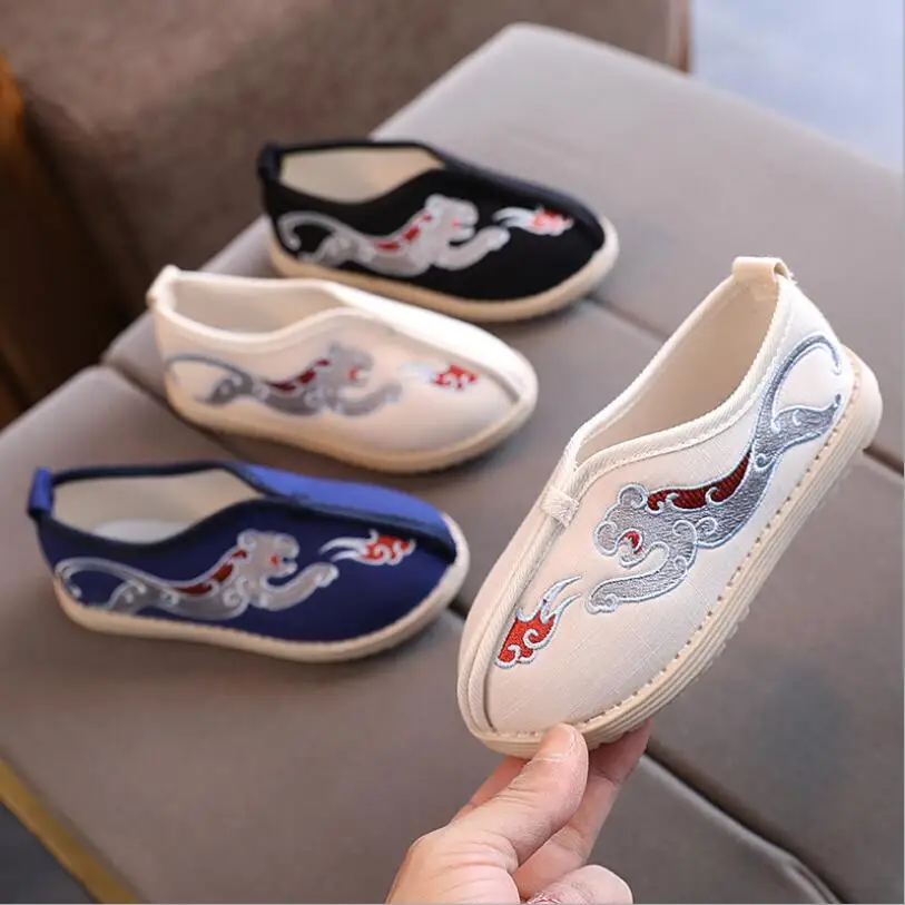 Детская обувь Hanfu модная классическая одежда для мальчиков с вышивкой этническая