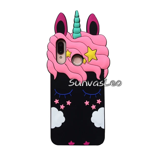 Black Pretty Unicorn Для huawei P20 Lite чехол 3D Мягкий силиконовый чехол для смартфона с единорогом из мультфильма кожаный чехол s Fundas Coque Capa протектор - Цвет: Black Pretty Unicorn