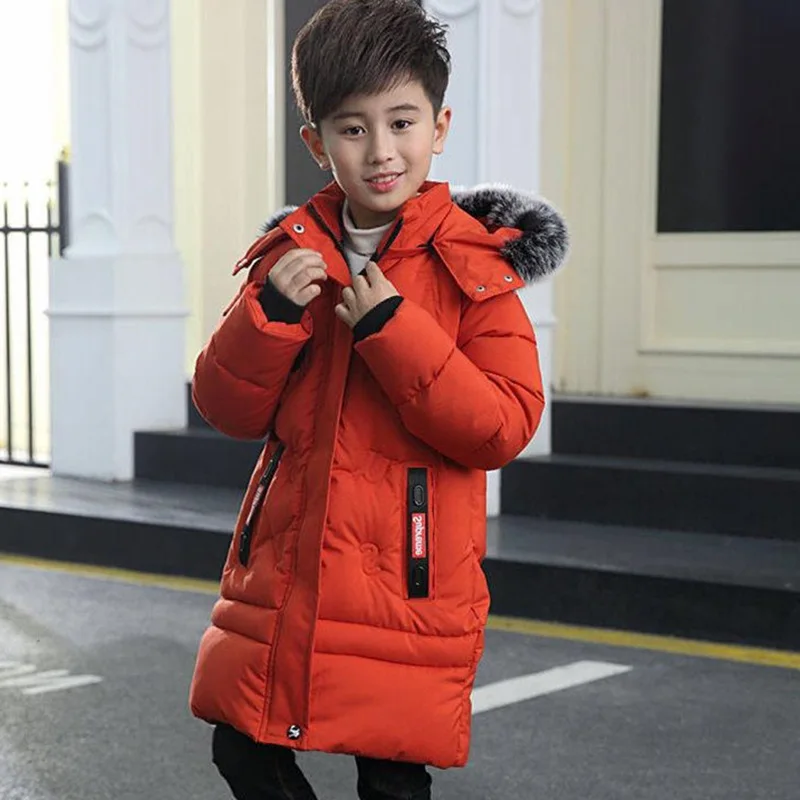 Стеганая Меховая куртка для мальчиков подростков зимнее пальто в Корейском