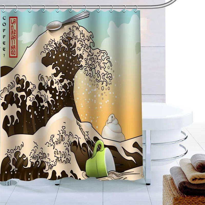 Занавеска для душа Kangawa с большим ВОЛНИСТЫМ ЭФФЕКТОМ декоративная