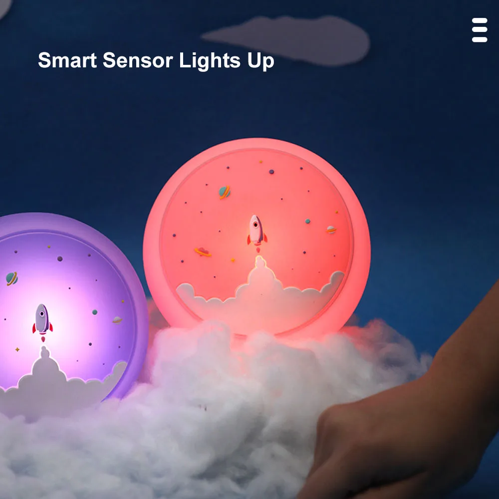 Космическая ракета ночник s для детей мультфильм умный датчик силиконовый ПЭТ