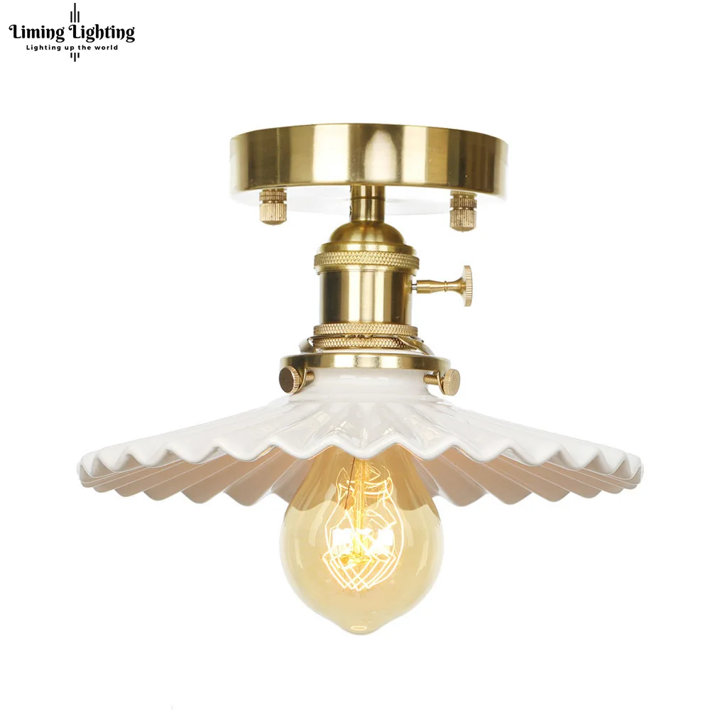 Винтажные светодиодсветодиодный потолочные светильники в стиле ретро медные