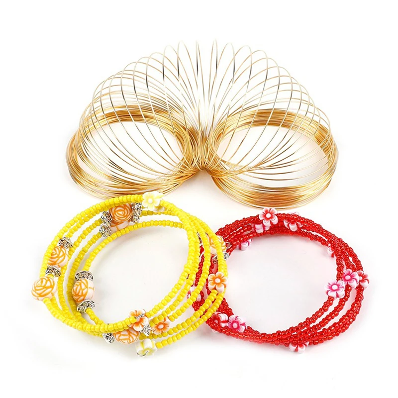 

100Loops/Pack 0.6mm Silver Gold Memory Beading Steel Wire Beading Wire For DIY Jewelry Bangle Bracelet Making Accessories Supply
