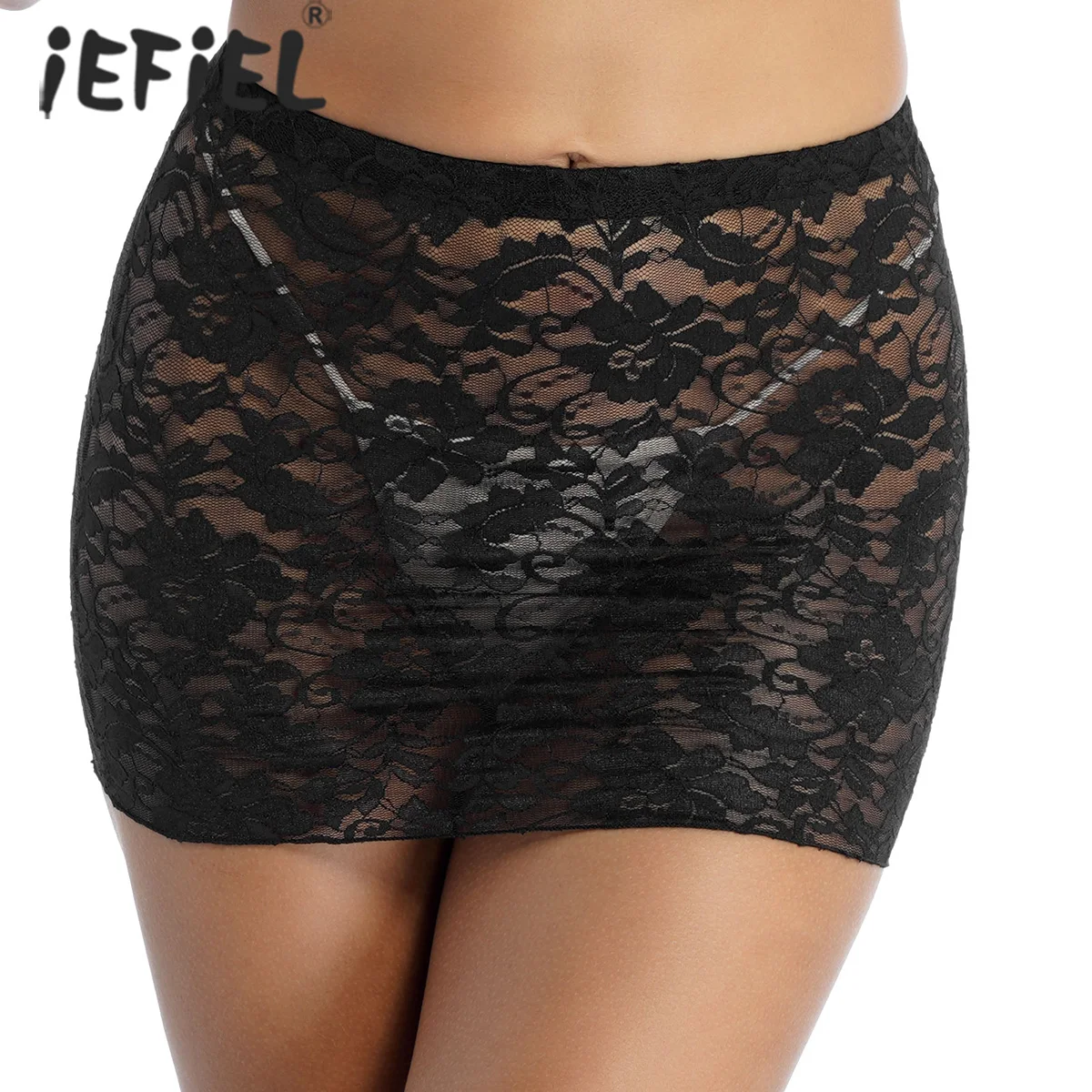 Женское прозрачное кружевное нижнее белье кружевная юбка с цветочным узором