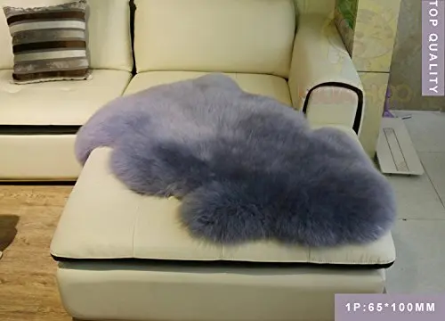 Blue Gray HUAHOO чехол для сиденья из натуральной овчины ковер из натуральной овчины одеяло белый натуральный мех(1 P/2ft x 3ft - Цвет: Blue Gray