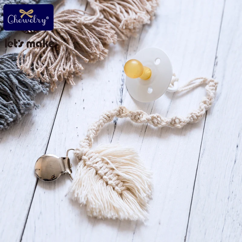 Винтажная вязаная крючком цепочка для соски хлопковая веревка плетеная без