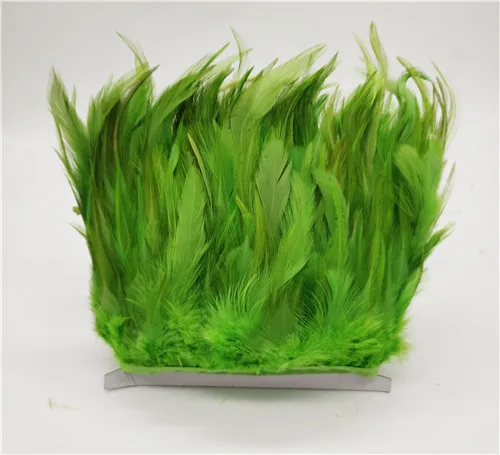 lime green 10 ярдов 8-15 см натуральный Hackle куриное перо отделка петух перо лента бахрома для платья/юбки/ремесла DIY аксессуары - Цвет: lime green