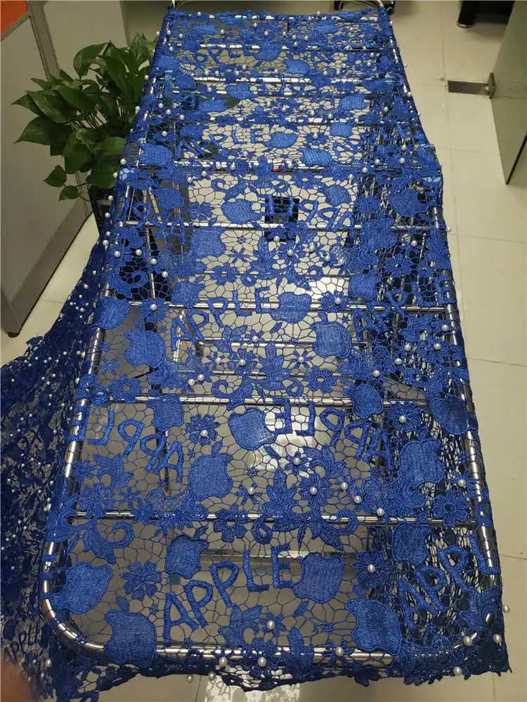 Фабрика предлагает последние нигерийские гипюровые кружева с жемчужинами цвета