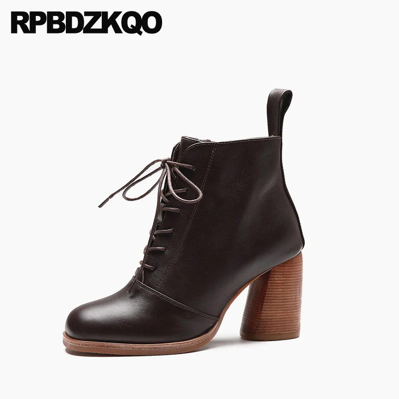 черный коренастый осень батильоны Настоящая кожа зимняя Квадратный носок на