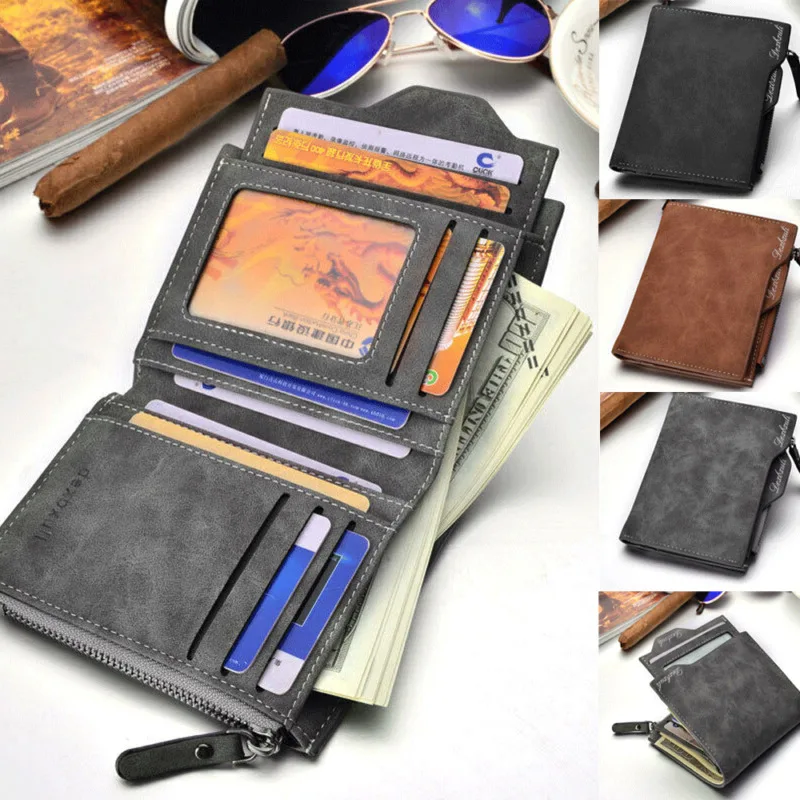 Мужской мягкий бумажник в деловом стиле вместительный короткий кошелек с