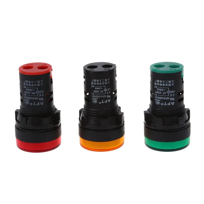 Красный желто-зеленый светильник 22 мм светодиодный дисплей Панель AC 220 V 3 шт |