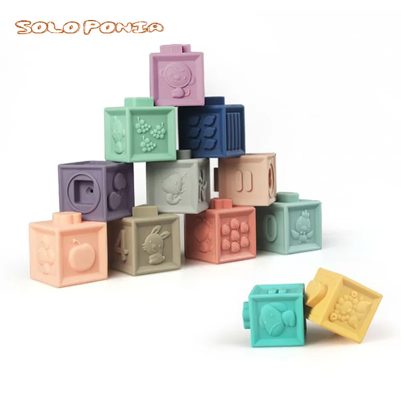 Детские игрушки грызунки мягкие резиновые виниловые тисненые строительные