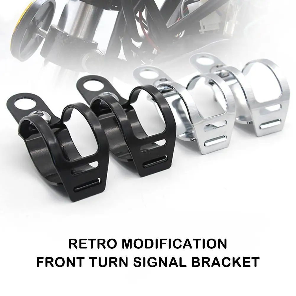 

2pcs Retro Motorcycle Universal Modified Turn Signal Light Bracket Fork Mount Clamp Indicator Holder 35-39mm Pair Black