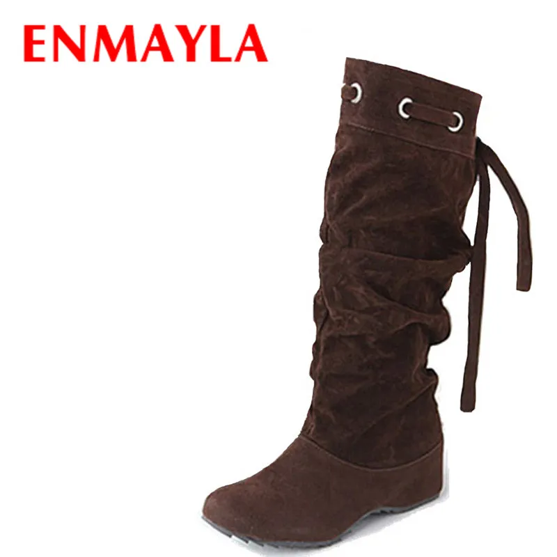 Женские полусапожки из флока ENMAYLA женские зимние ботинки на плоской подошве