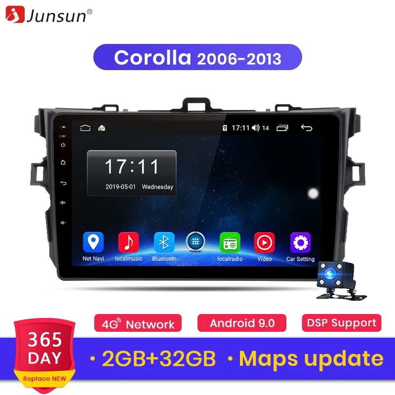 Junsun V1 2G + 32G Android 9 0 DSP для Toyota Corolla 2006 2013 автомобильный Радио Мультимедиа Видео плеер