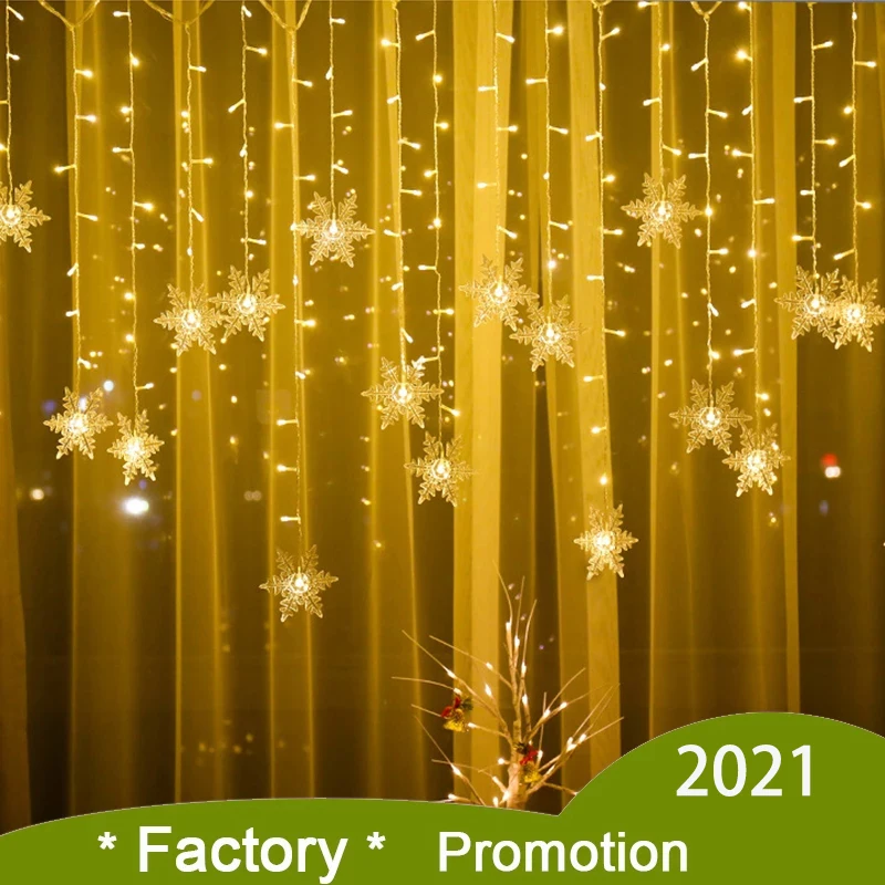 

Christmas snowflakes LED String lights Flashing Lights Curtain Light Waterproof Holiday Party Connectable Wave Fairy Light 3.2M