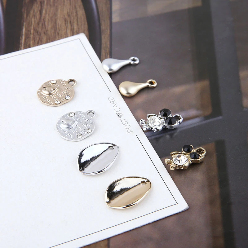 10pcs Hot Sale White K Color Leaves Bear Hat Key Mask Pendant Statement Earrings Simple Fashion Jewelry Accessories For