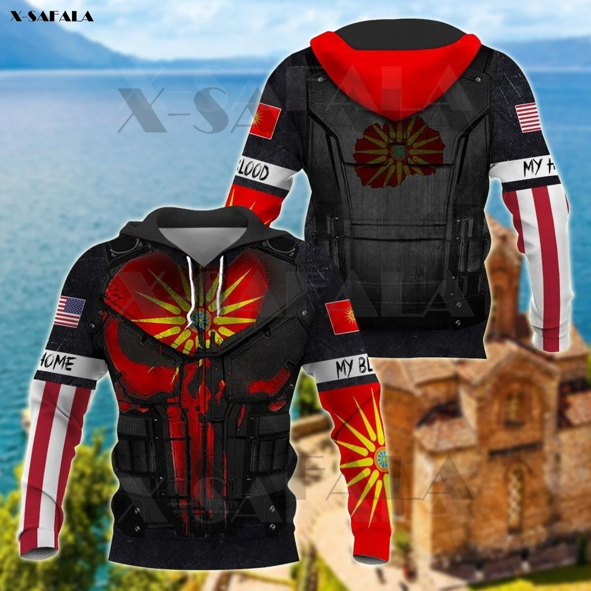 Мужская толстовка с капюшоном и принтом в этническом стиле | одежда